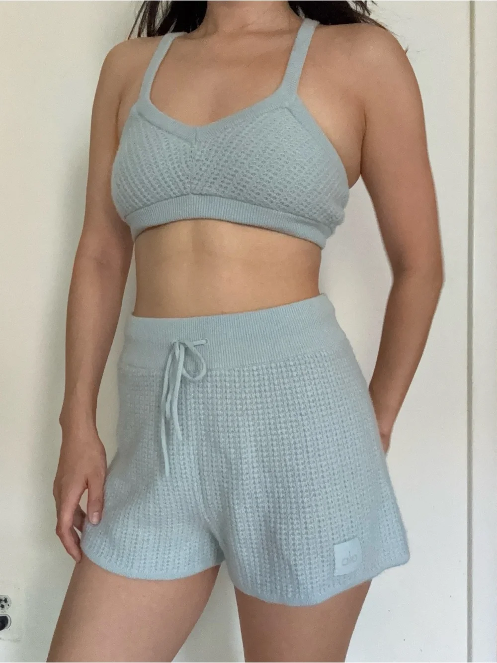 ALO YOGA Soft Sky Blue Cashmere Knit Set